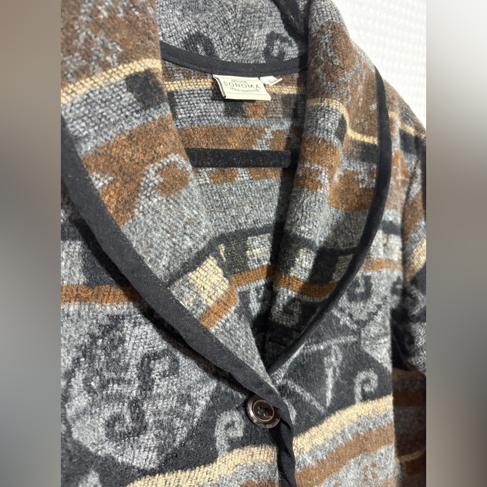 Vintage Sonoma blanket Cardigan Jacket Aztec Southwest Pockets - Picture 4 of 6